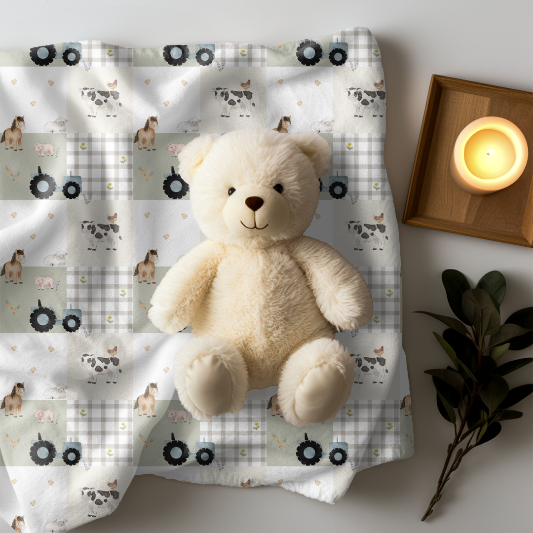 Blue Tractor Patchwork (May Pre-Order) - Fabric