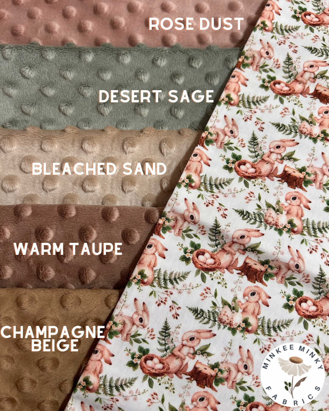 Premium Minky Dot Fabric - Bleached Sand