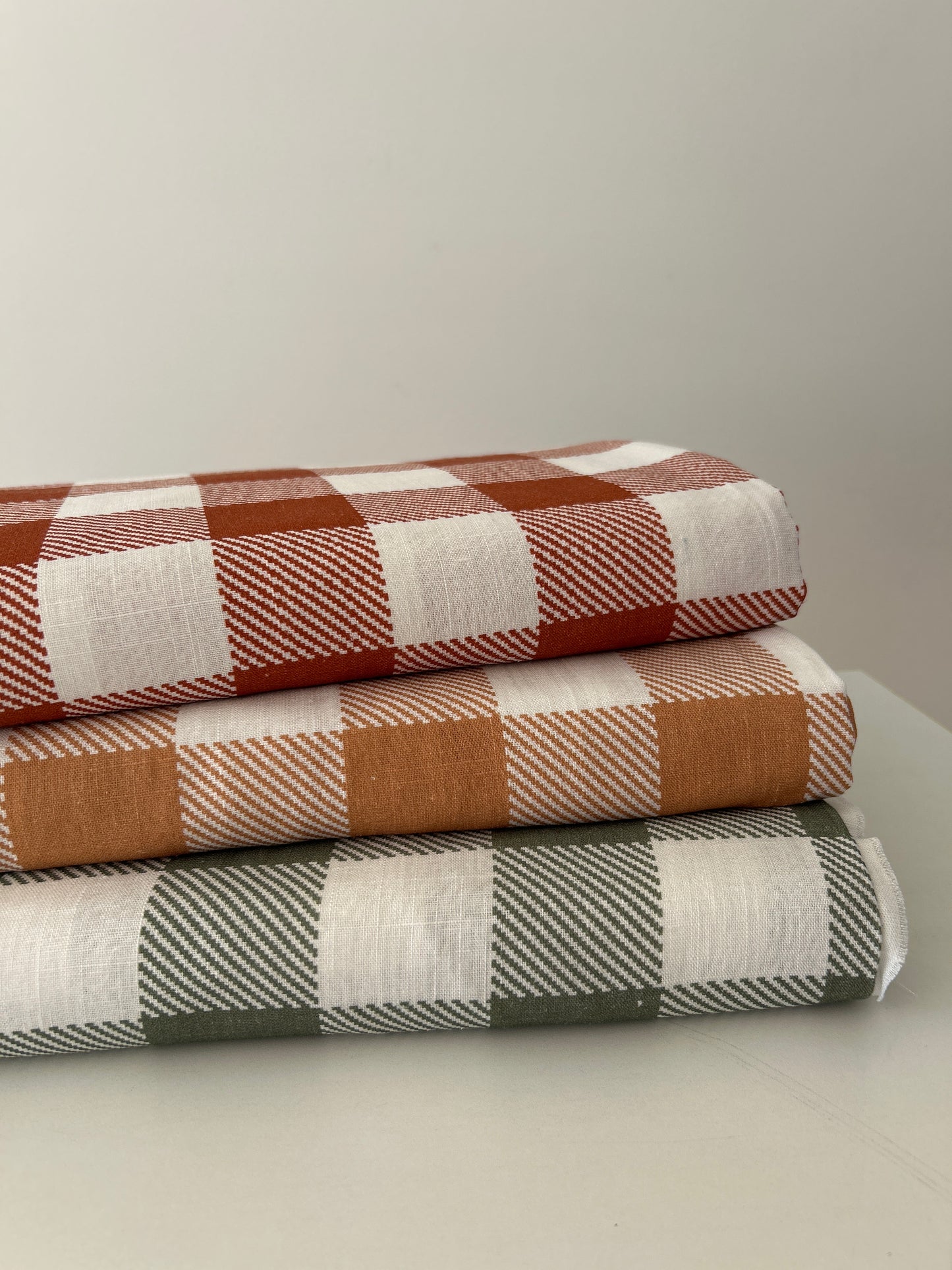 Gingham Brown - Linen Fabric
