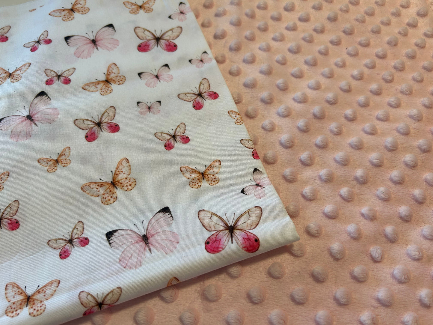 Premium Minky Dot Fabric - Baby Pink