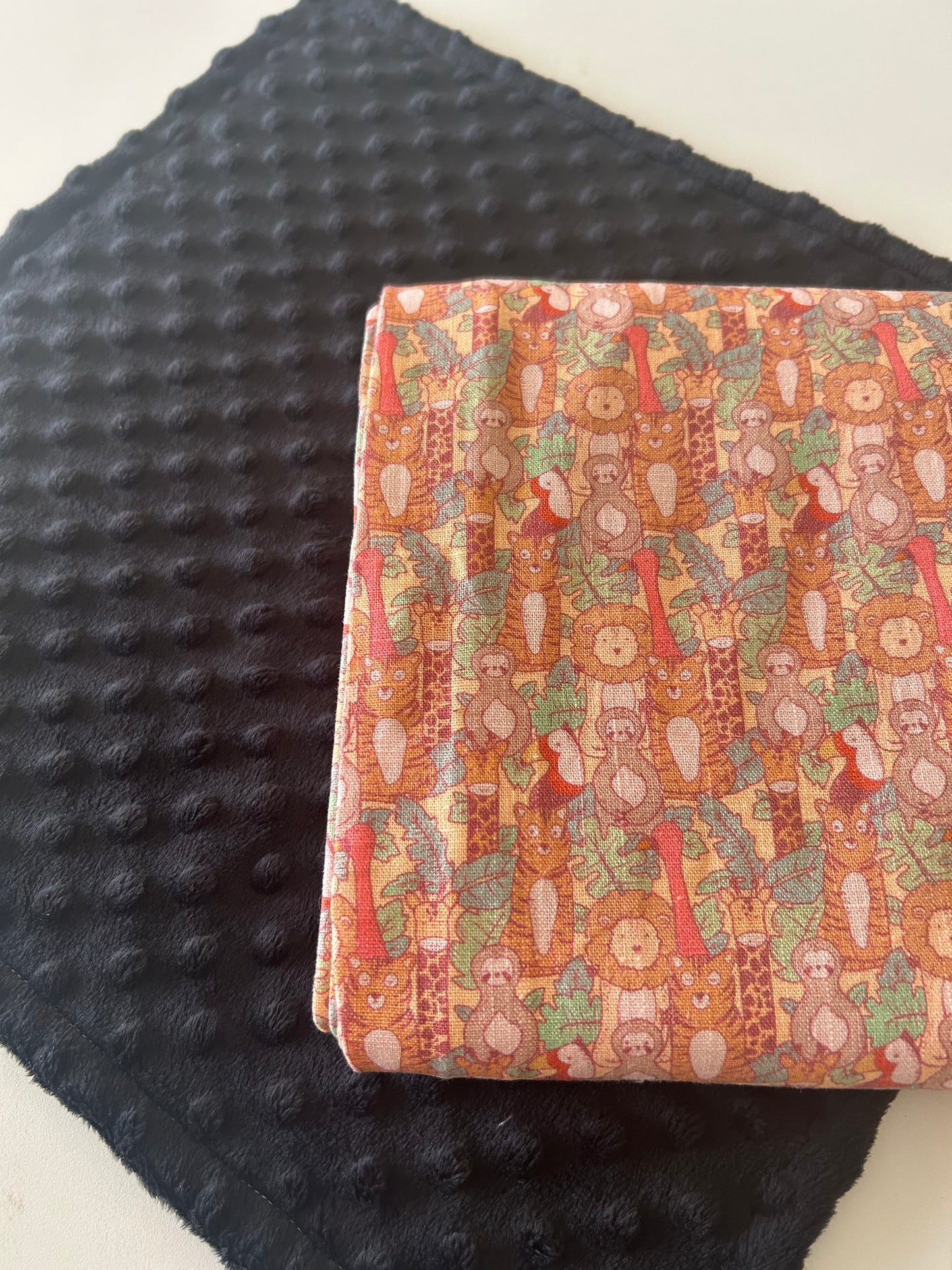 Happy Jungle Animals Colours on Oatmeal - Linen Fabric