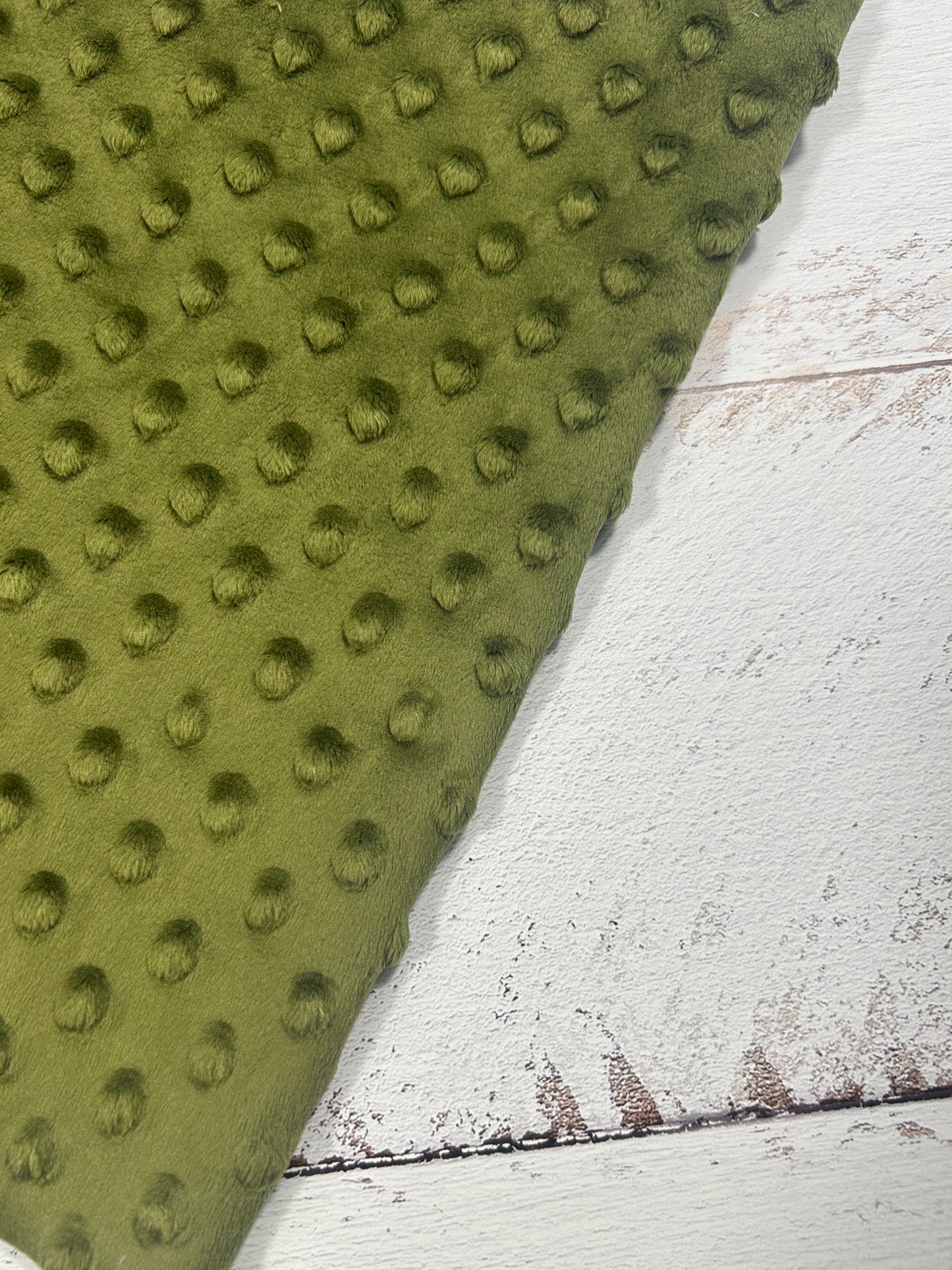 Premium Minky Dot Fabric - Olive Branch