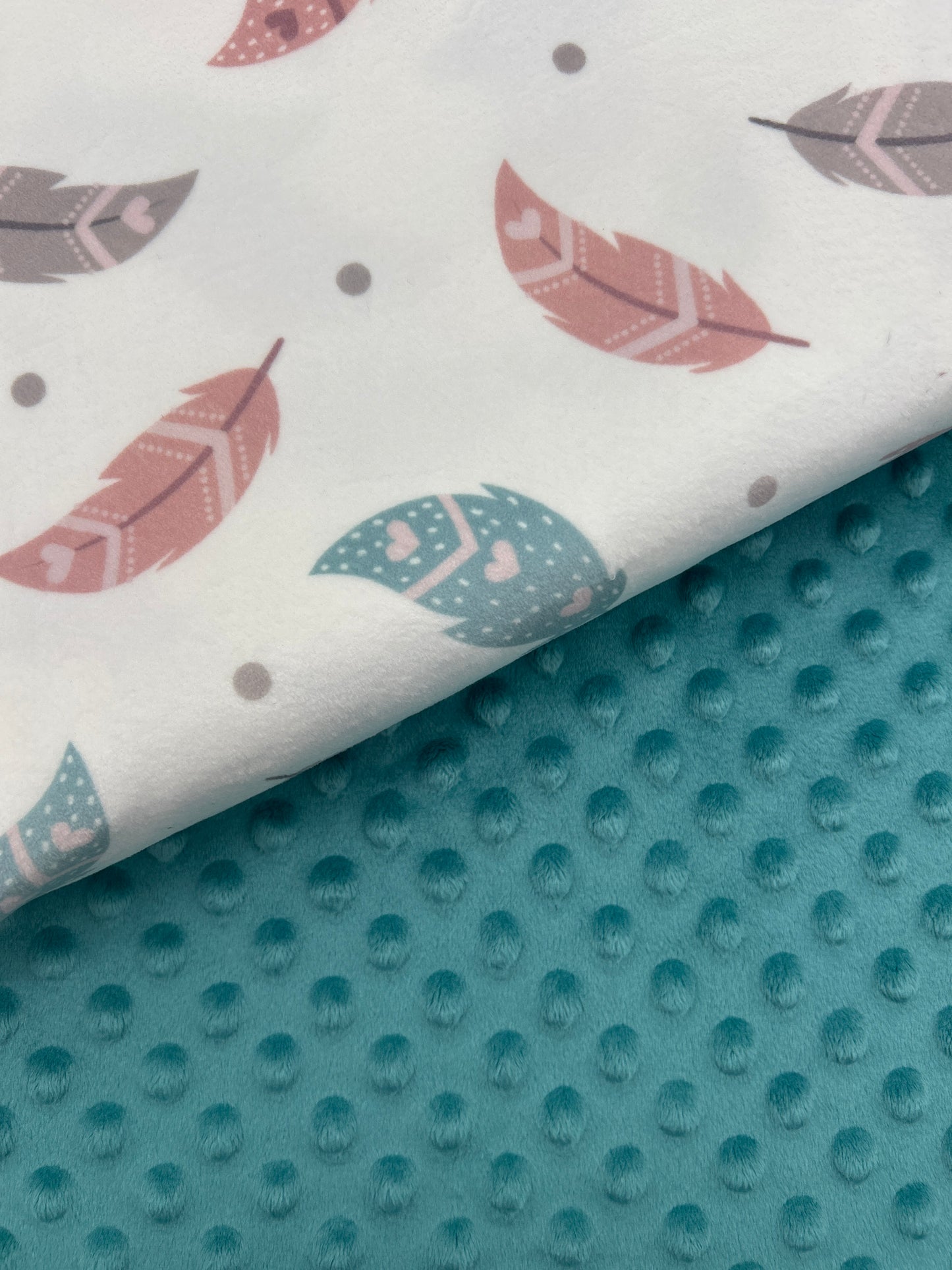 Premium Minky Dot Fabric - Dusty Turquoise
