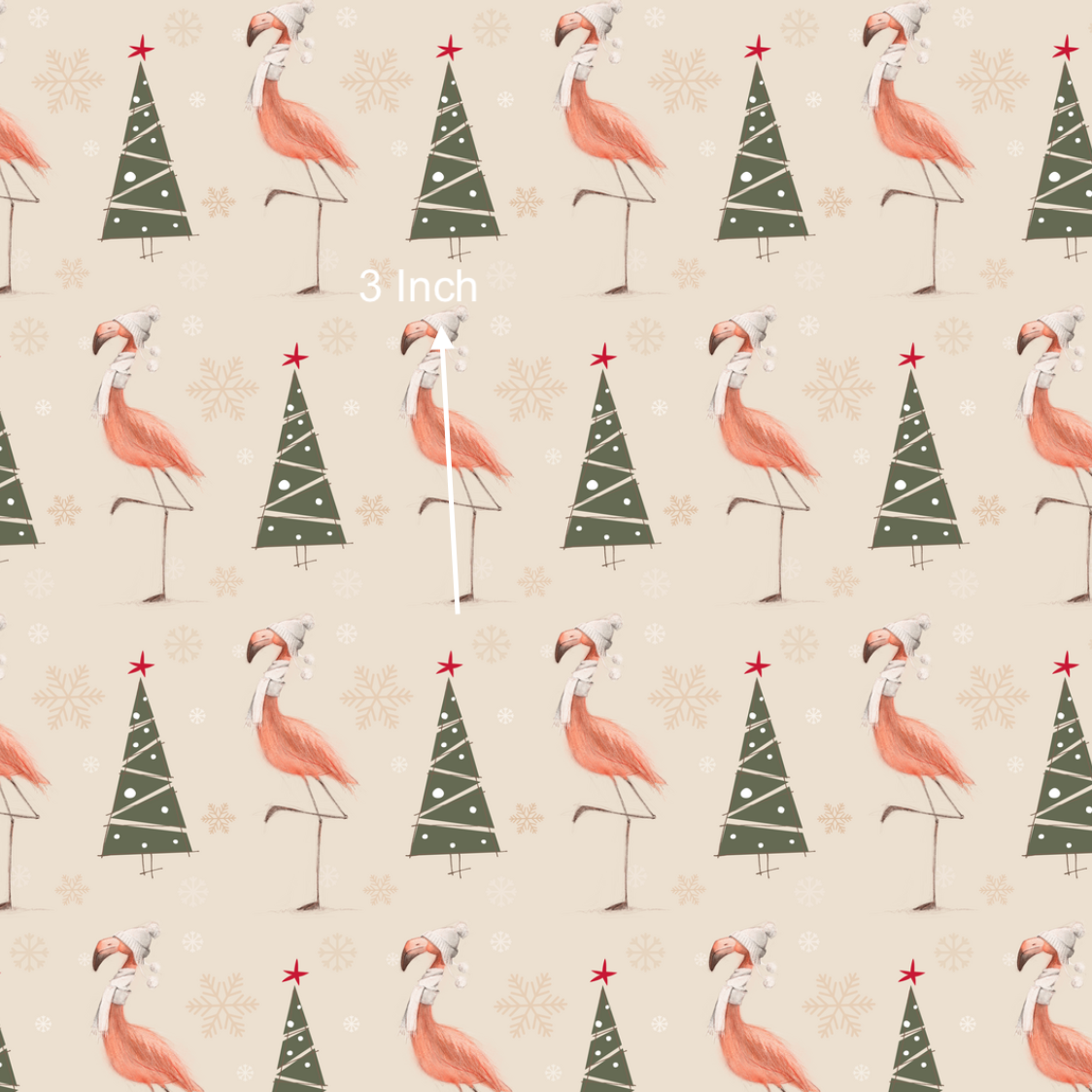 Christmas Flamingo - Oatmeal (June Pre-Order) - Fabric