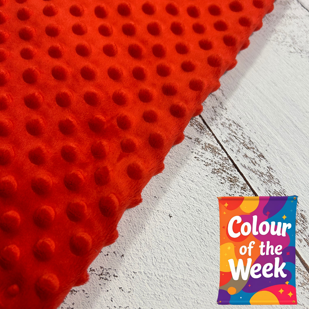 Premium Minky Dot Fabric - Flame Scarlet