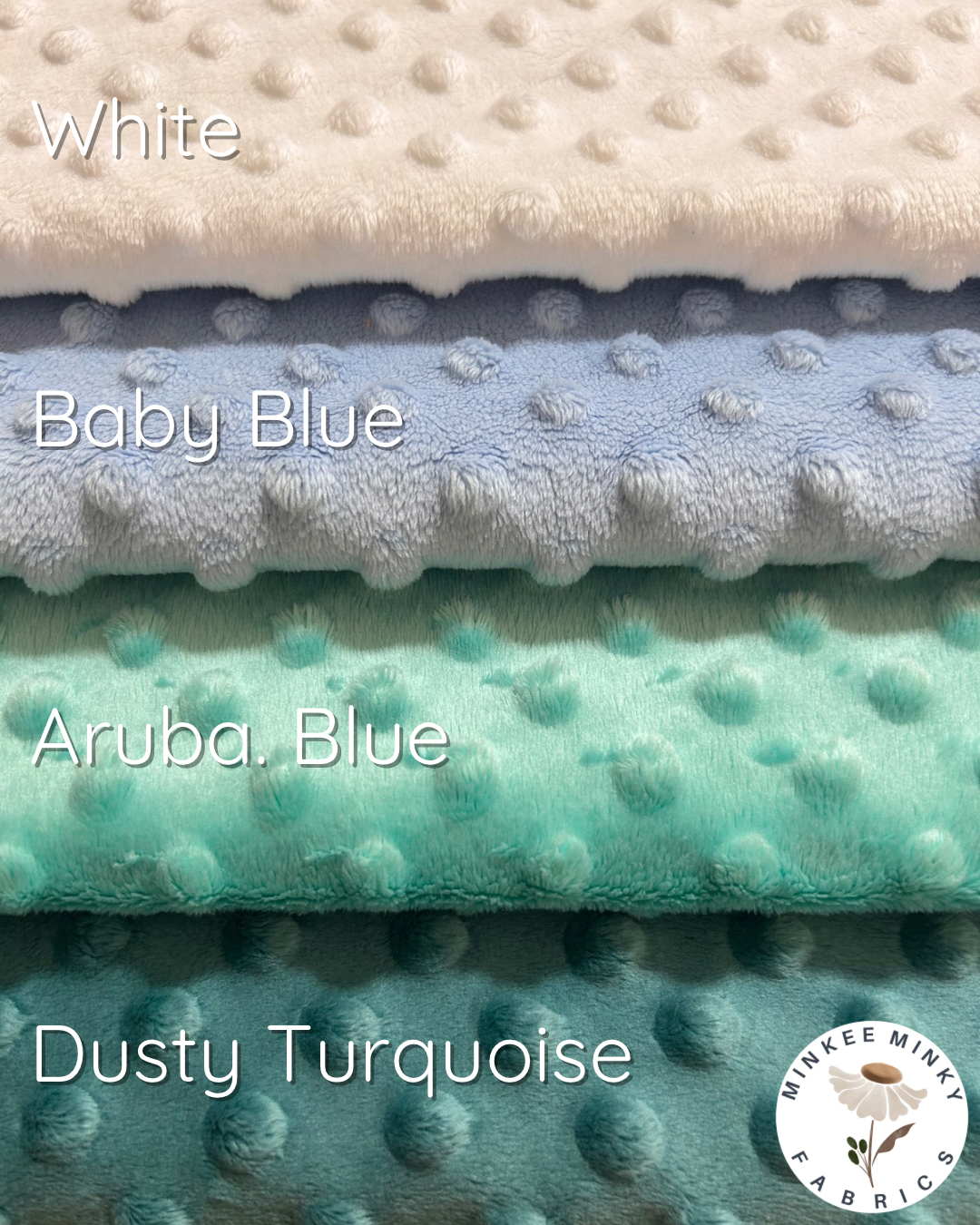 Premium Minky Dot Fabric - Baby Blue