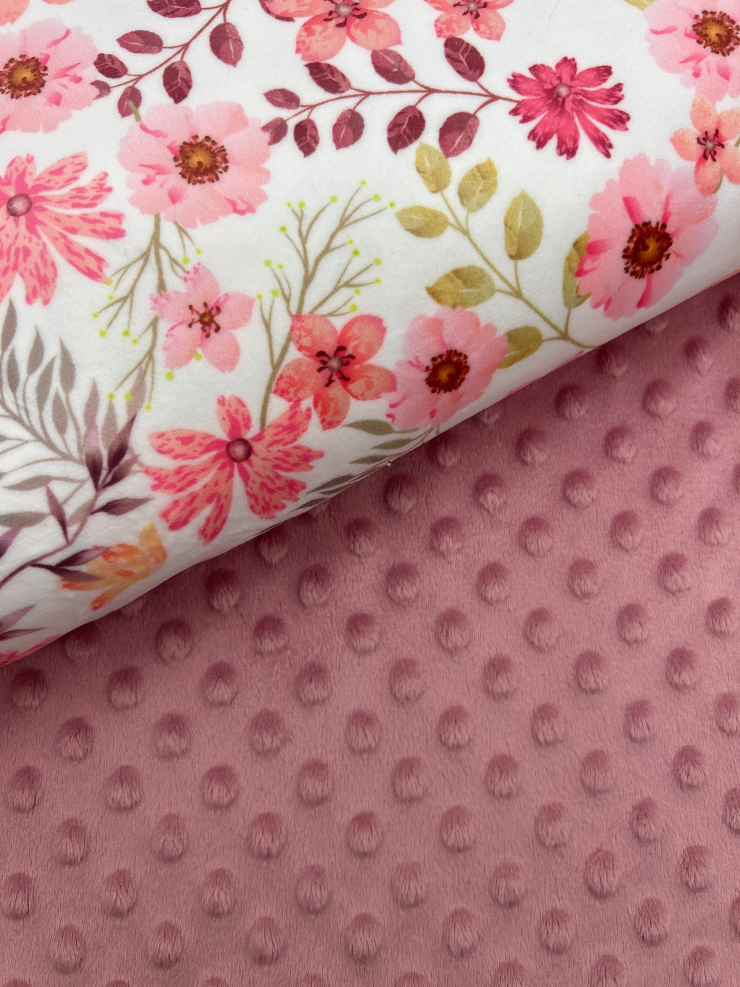 Premium Minky Dot Fabric - Blush