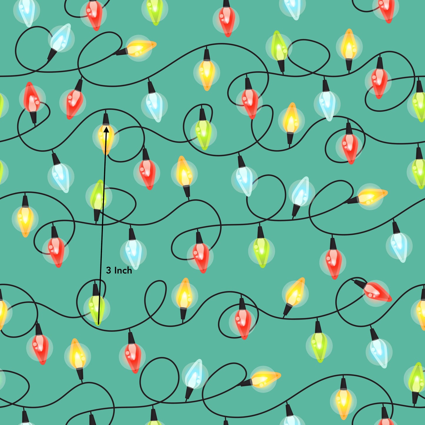 Teal Backed Christmas Lights (June Pre-Order) - Fabric