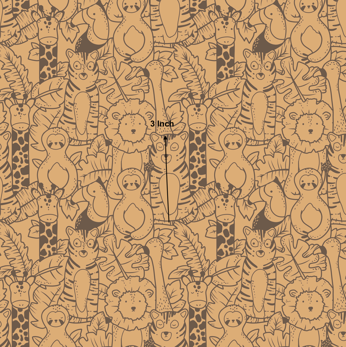 Happy Jungle Animals Mustard (May Pre-Order) - Fabric
