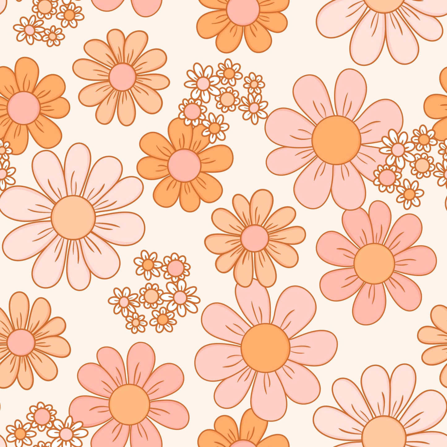 Retro Daisy Pink - Woven Fabric