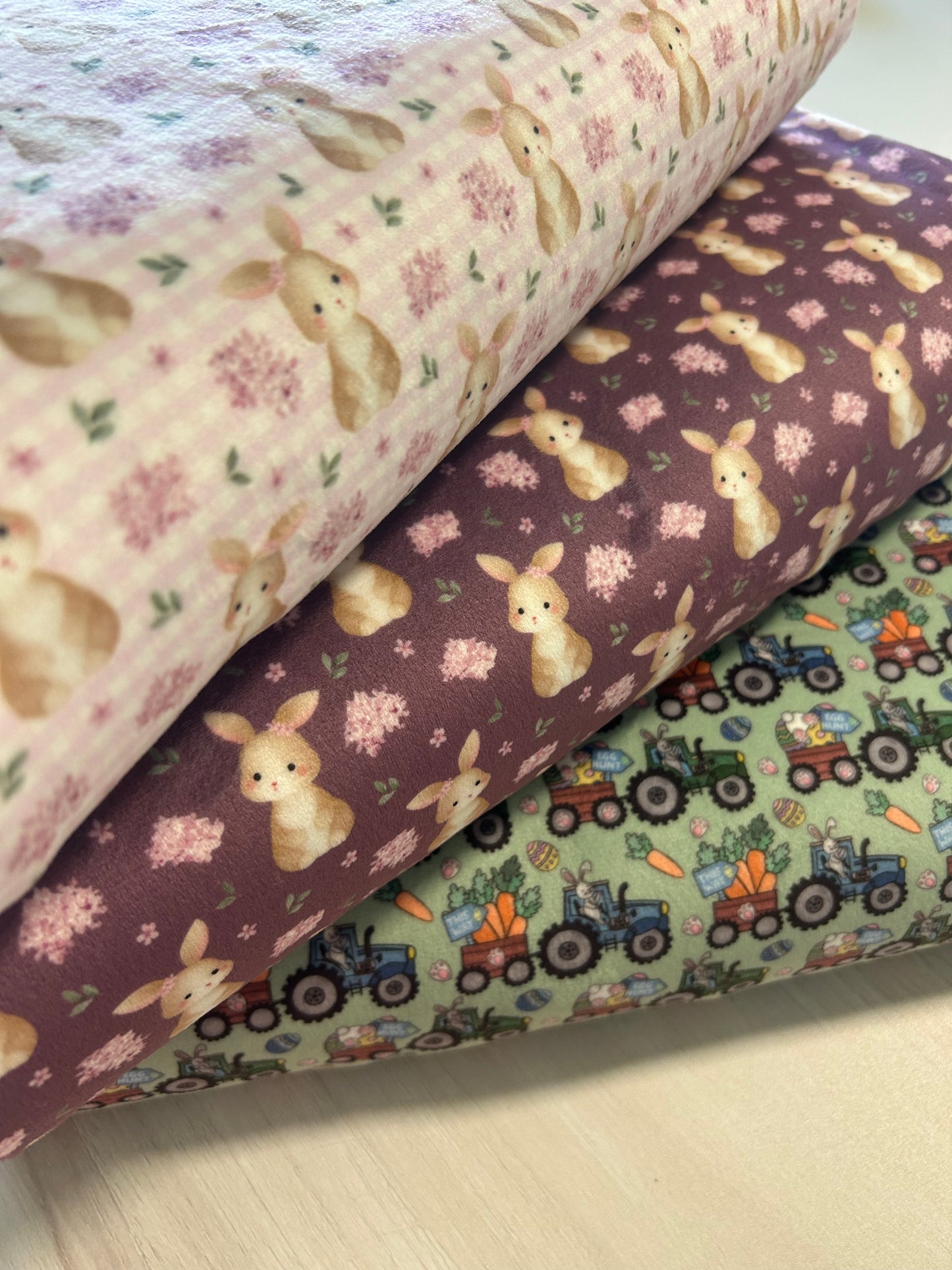 Easter Tractors - Minky Fabric