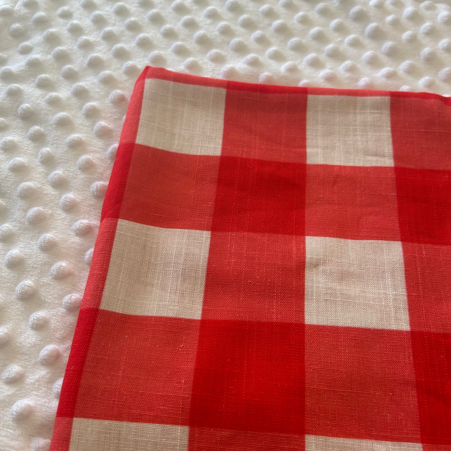 Gingham Christmas Red - Linen Fabric