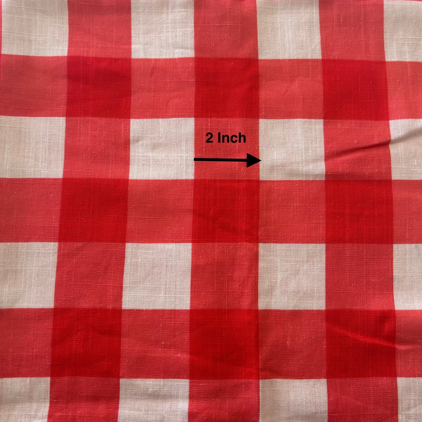 Gingham Christmas Red - Linen Fabric