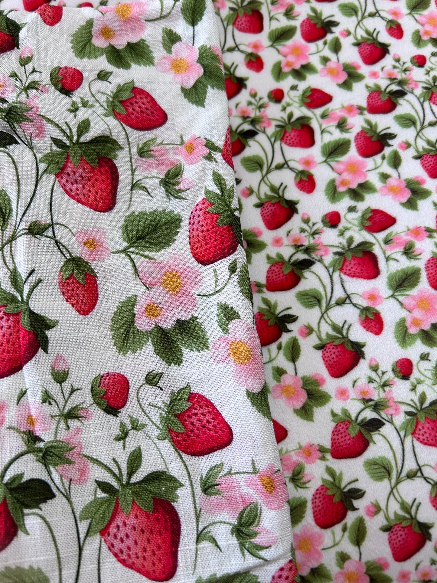 Strawberry Pink Flowers - Minky Fabric