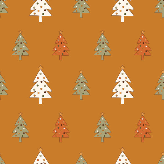 Mustard Christmas tree - Woven Fabric