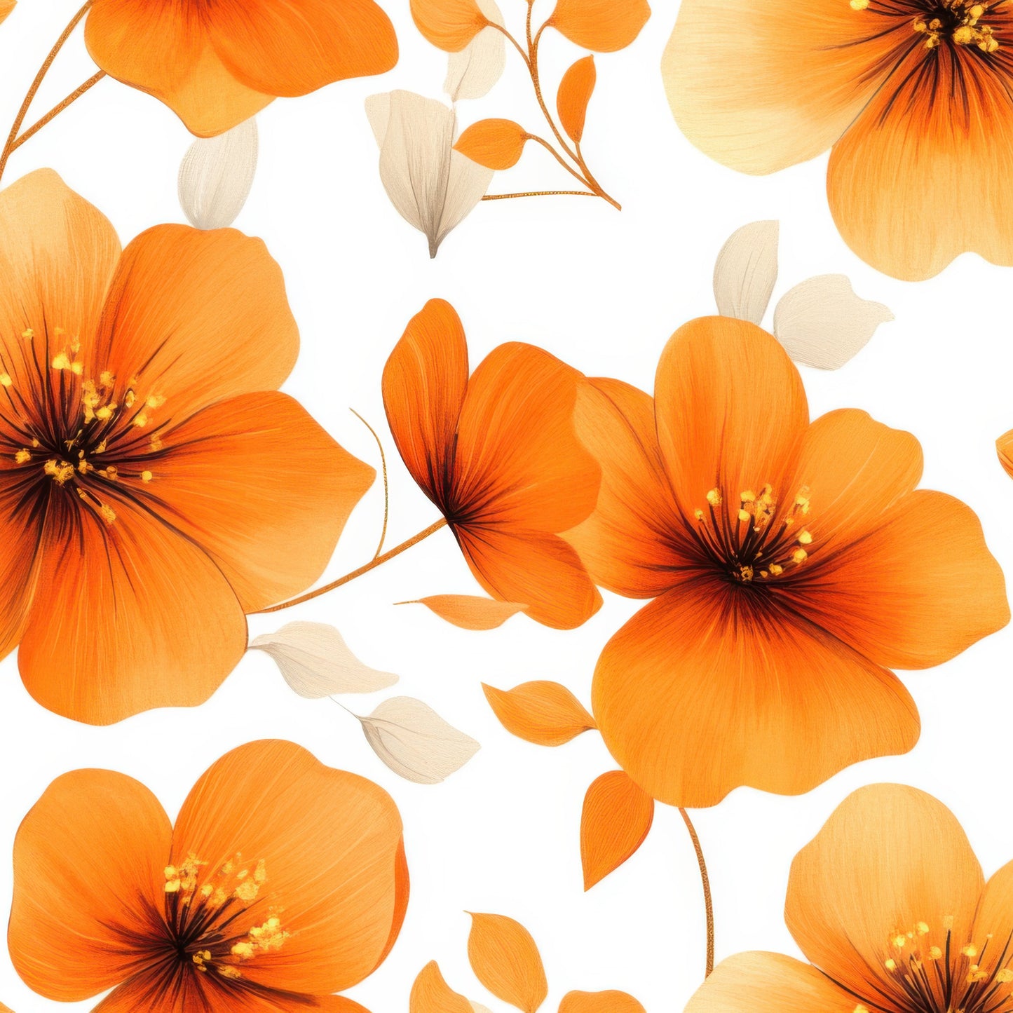 Orange Flowers (September Pre-Order) - Fabric