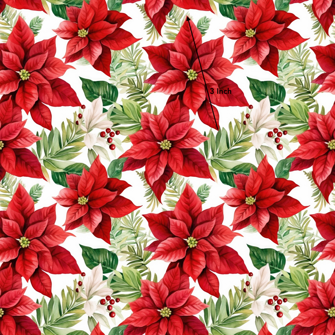 Red Poinsettia Christmas (June Pre-Order) - Fabric