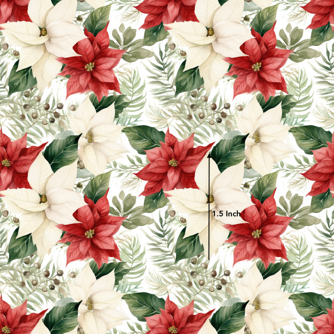 Red & White Poinsettia Christmas (June Pre-Order) - Fabric