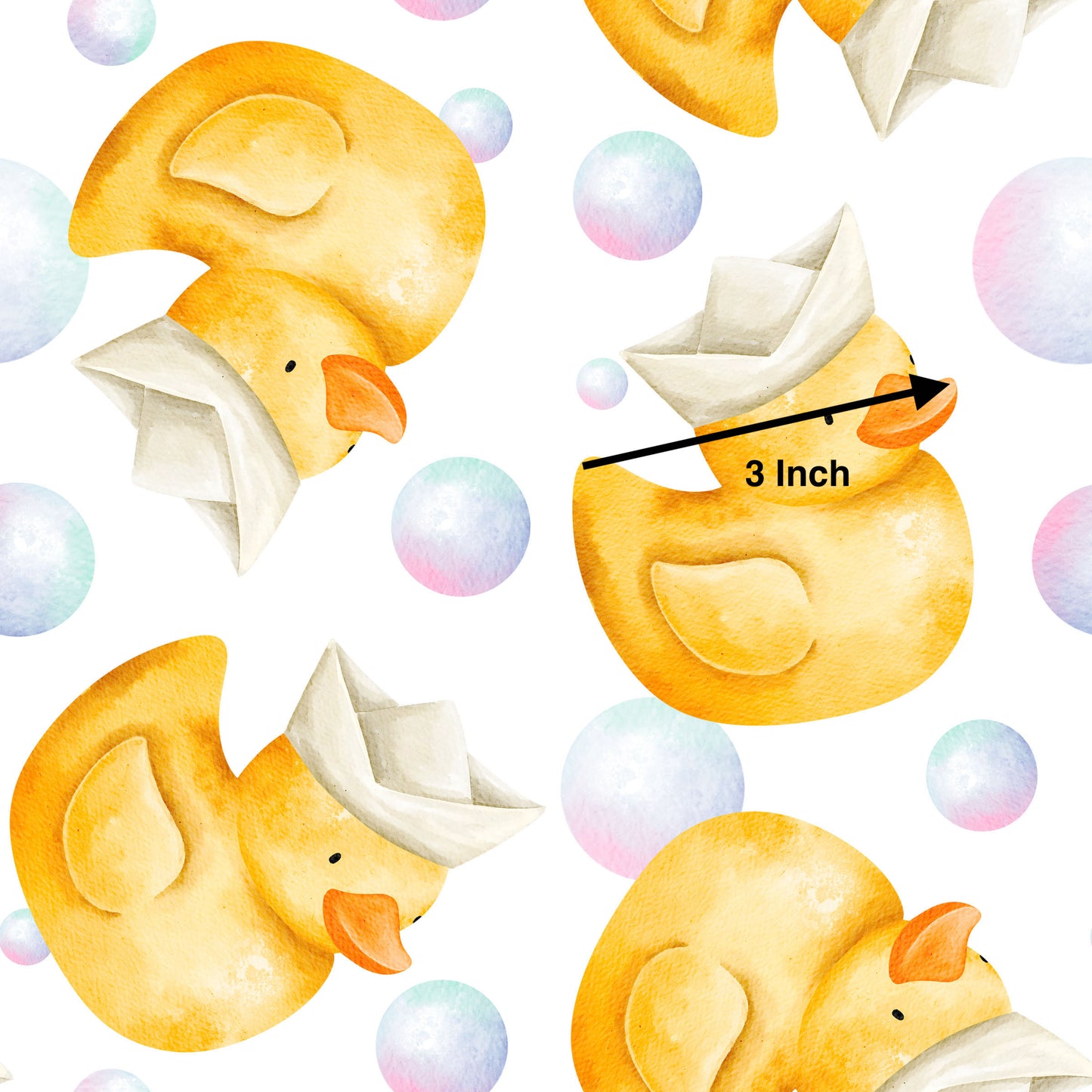 Rubber Ducks with Bubbles on White (September Pre-Order) - Fabric