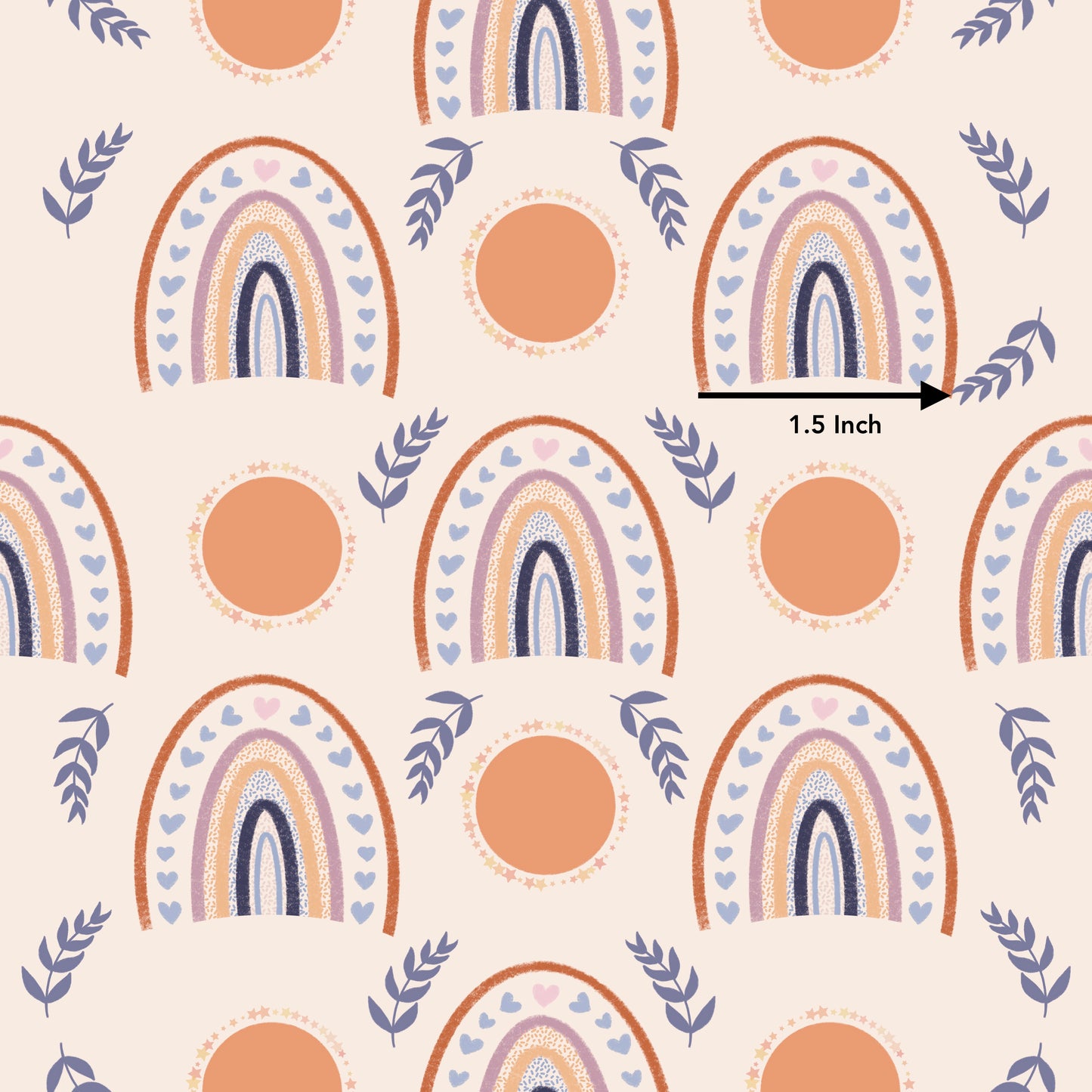 Sunny Rainbows with Ferns on Peach (September Pre-Order) - Fabric