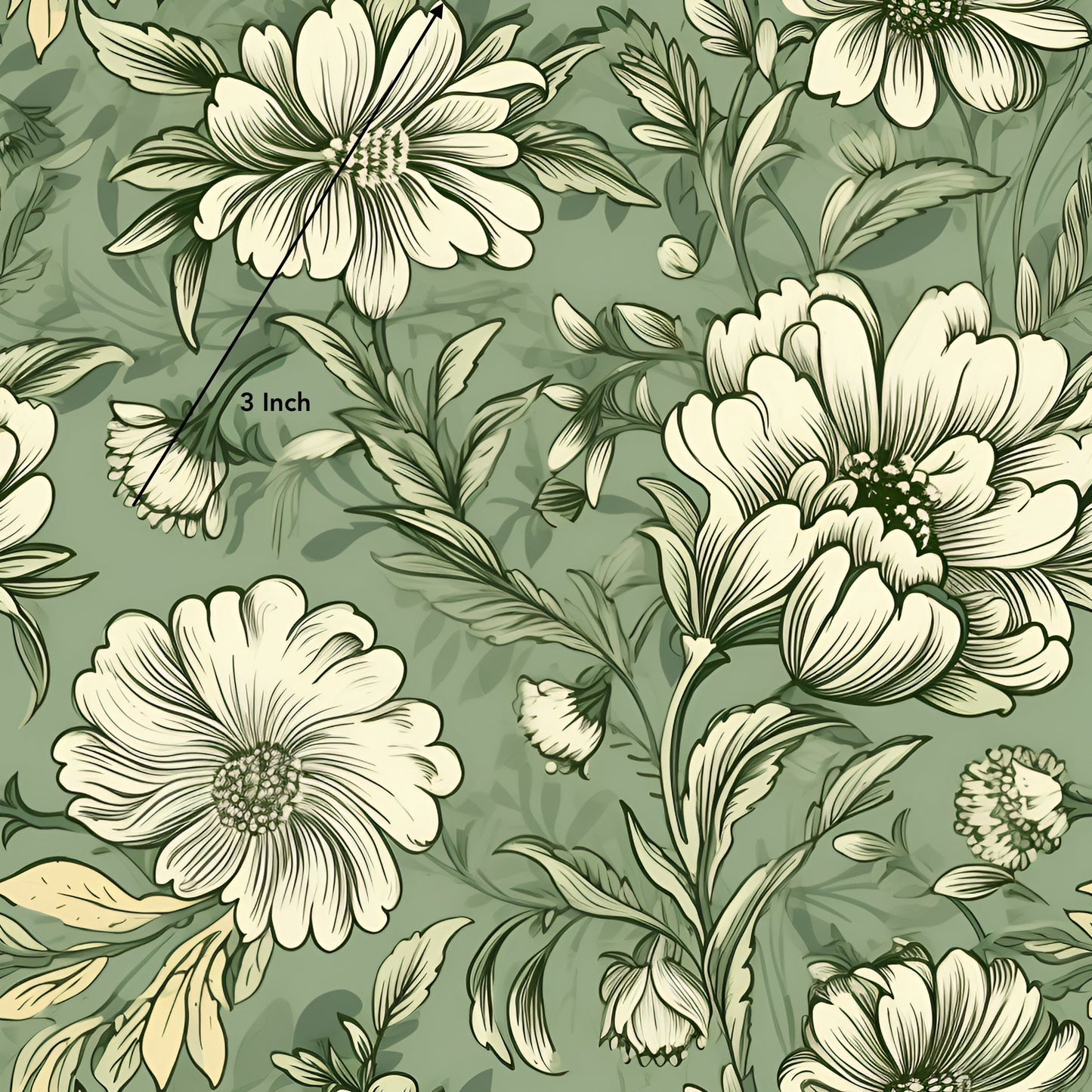 Vintage Green Florals (September Pre-Order) - Fabric