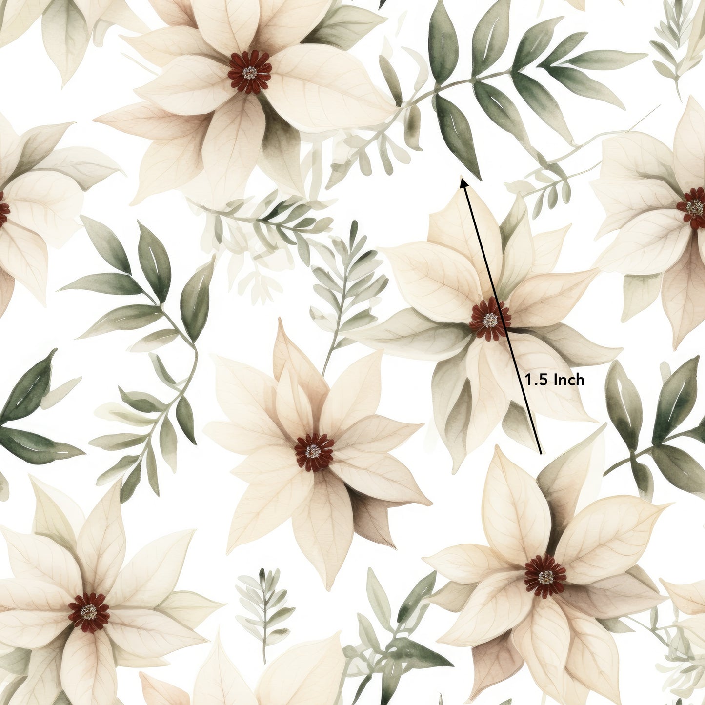 White Poinsettia Christmas (September Pre-Order) - Fabric