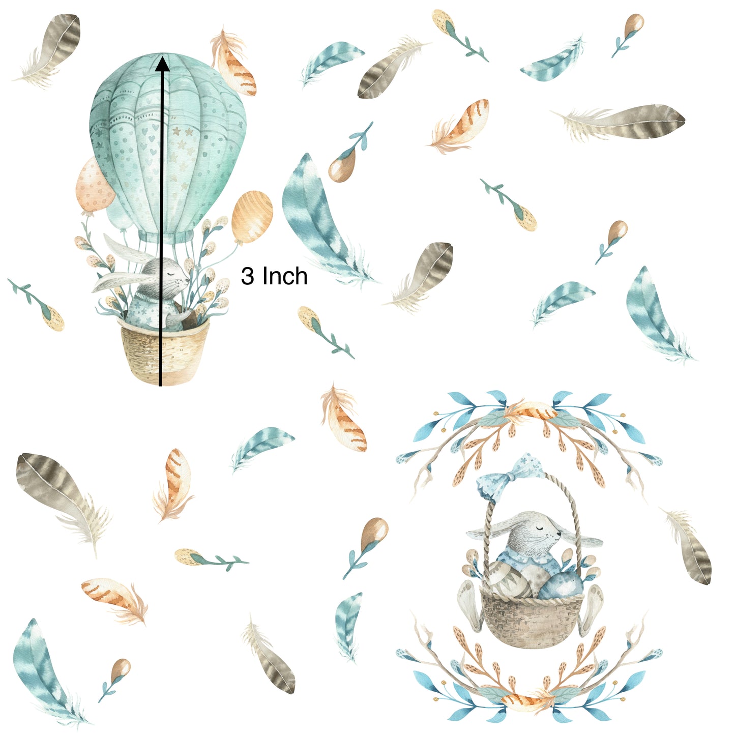Bunny Balloon White - Cotton Lycra Fabric