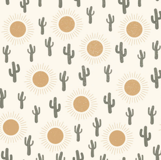 Cactus and Suns 3 Inch REMNANT 34cm - Cotton Lycra Fabric