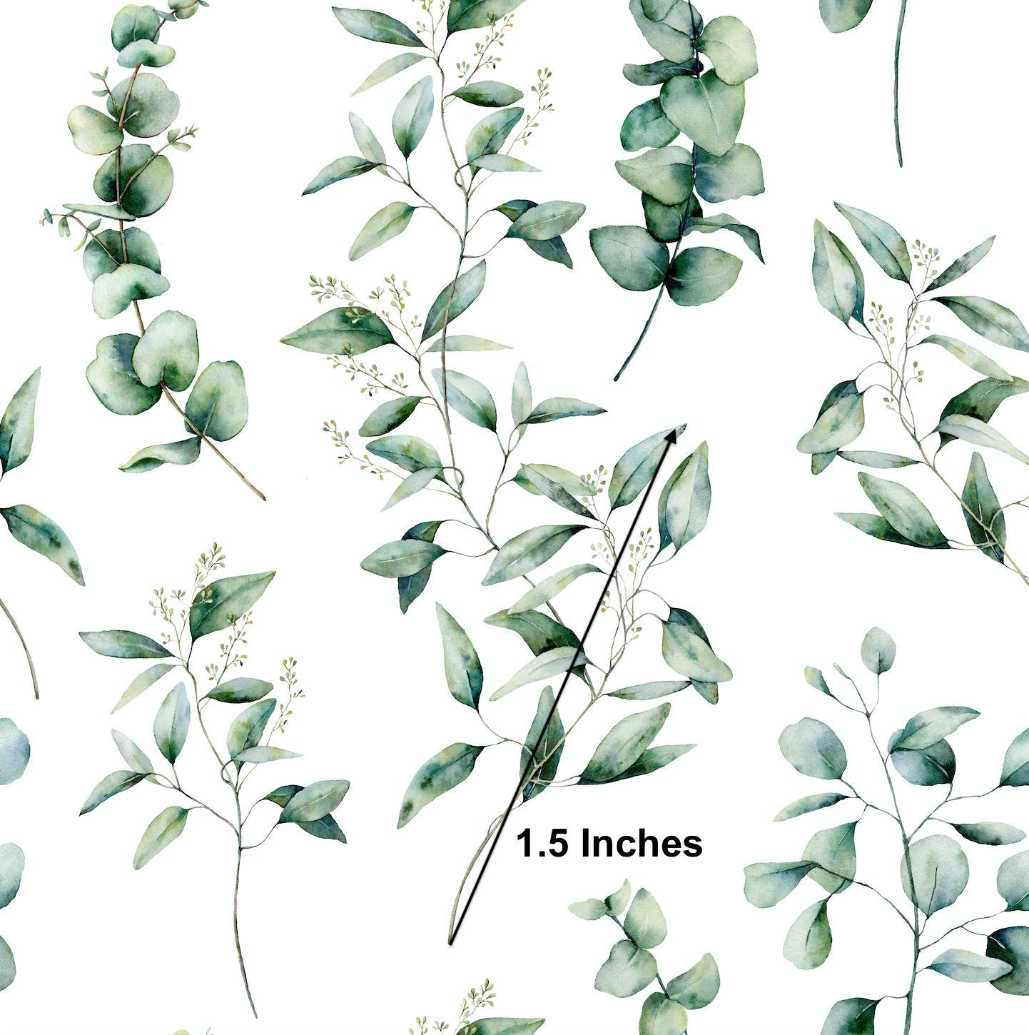 Eucalyptus Branches 1.5 Inch REMNANT 34cm - Cotton Lycra Fabric