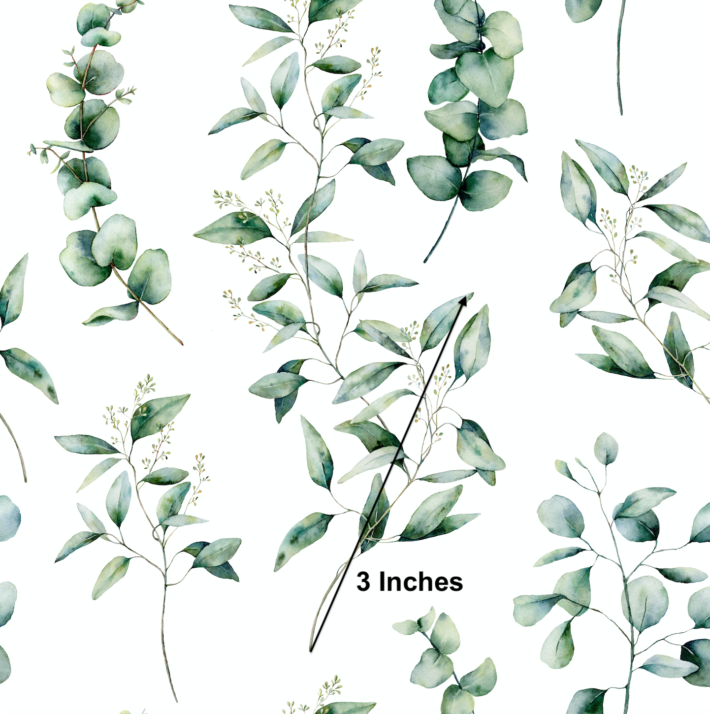 Eucalyptus Branches 1.5 Inch REMNANT 34cm - Cotton Lycra Fabric