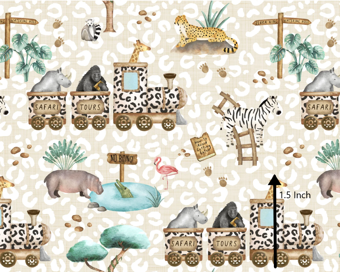 Safari Tour 1.5 inch REMNANT 1 meter - PUL Fabric