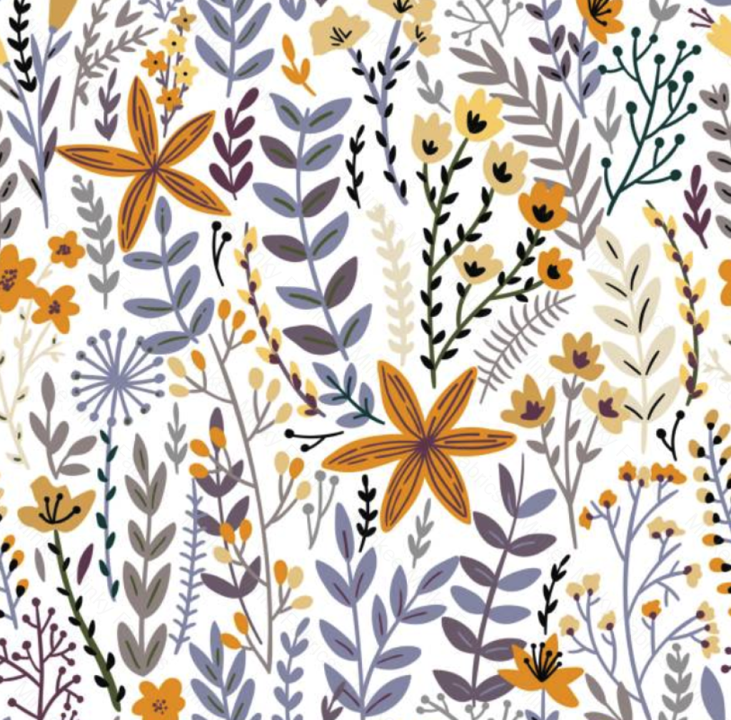 Boho Floral Mustard (August Pre-Order) Digital Fabric Preorder