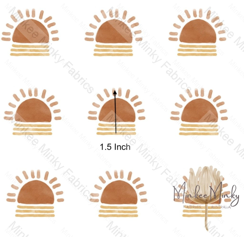 Boho Terracotta Sun 1.5 Inch Remnant 83Cm - Cotton Lycra Fabric Remnants