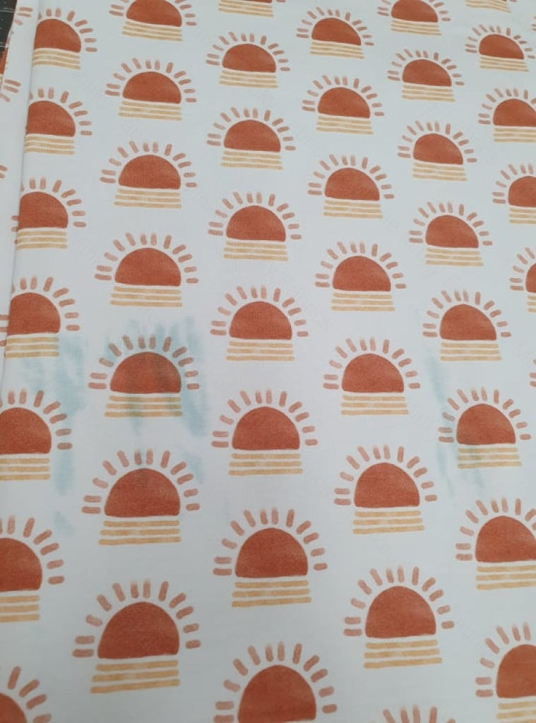 Boho Terracotta Sun (Scattered) - Cotton Lycra / 1.5 Inch *seconds* Fabric Seconds