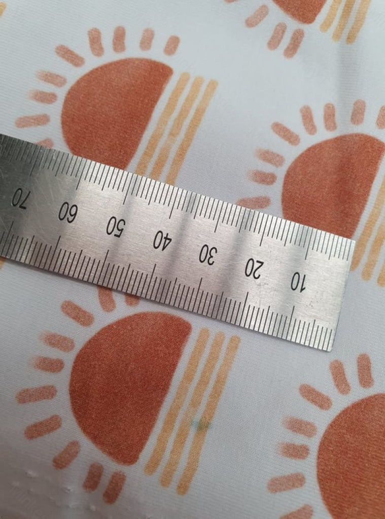 Boho Terracotta Sun (Scattered) - Cotton Lycra / 1.5 Inch *seconds* Fabric Seconds