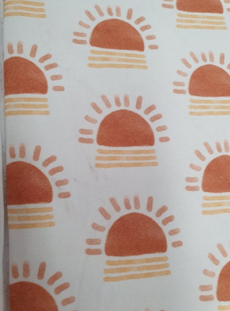 Boho Terracotta Sun (Scattered) - Cotton Lycra / 1.5 Inch *seconds* Fabric Seconds
