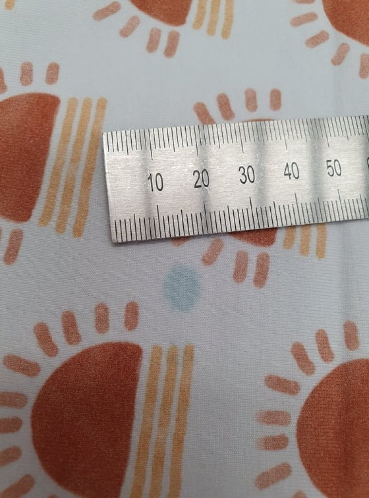 Boho Terracotta Sun (Scattered) - Cotton Lycra / 1.5 Inch *seconds* Fabric Seconds