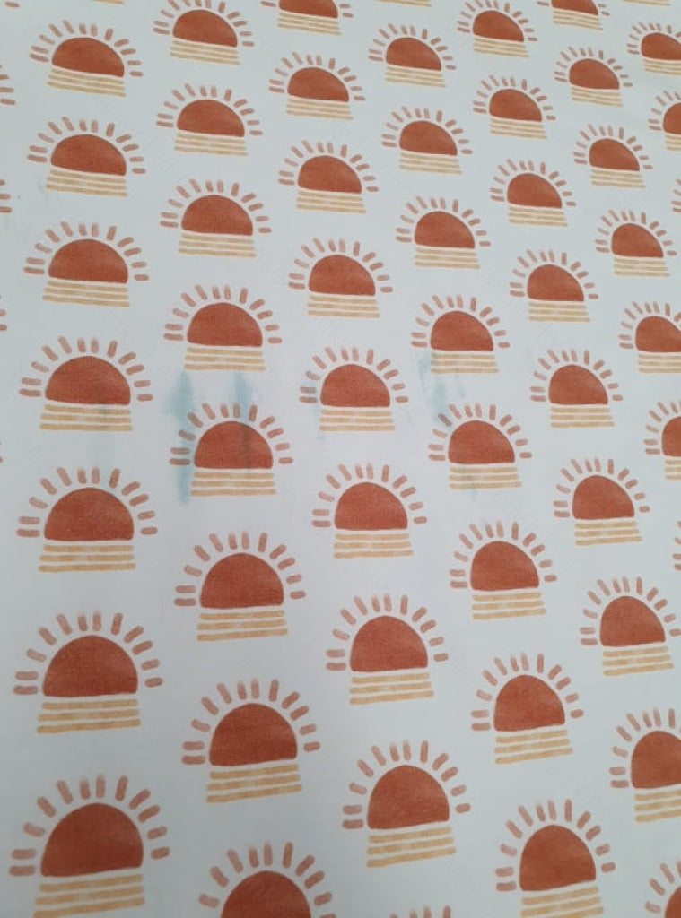 Boho Terracotta Sun (Scattered) - Cotton Lycra / 1.5 Inch *seconds* Fabric Seconds