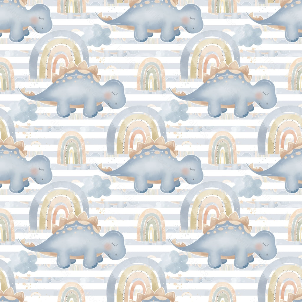 Gingham Dinosaur Blue (August Pre-Order) Digital Fabric Preorder