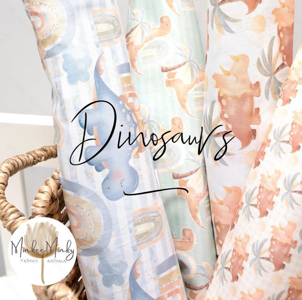 Gingham Dinosaur Blue (August Pre-Order) Digital Fabric Preorder