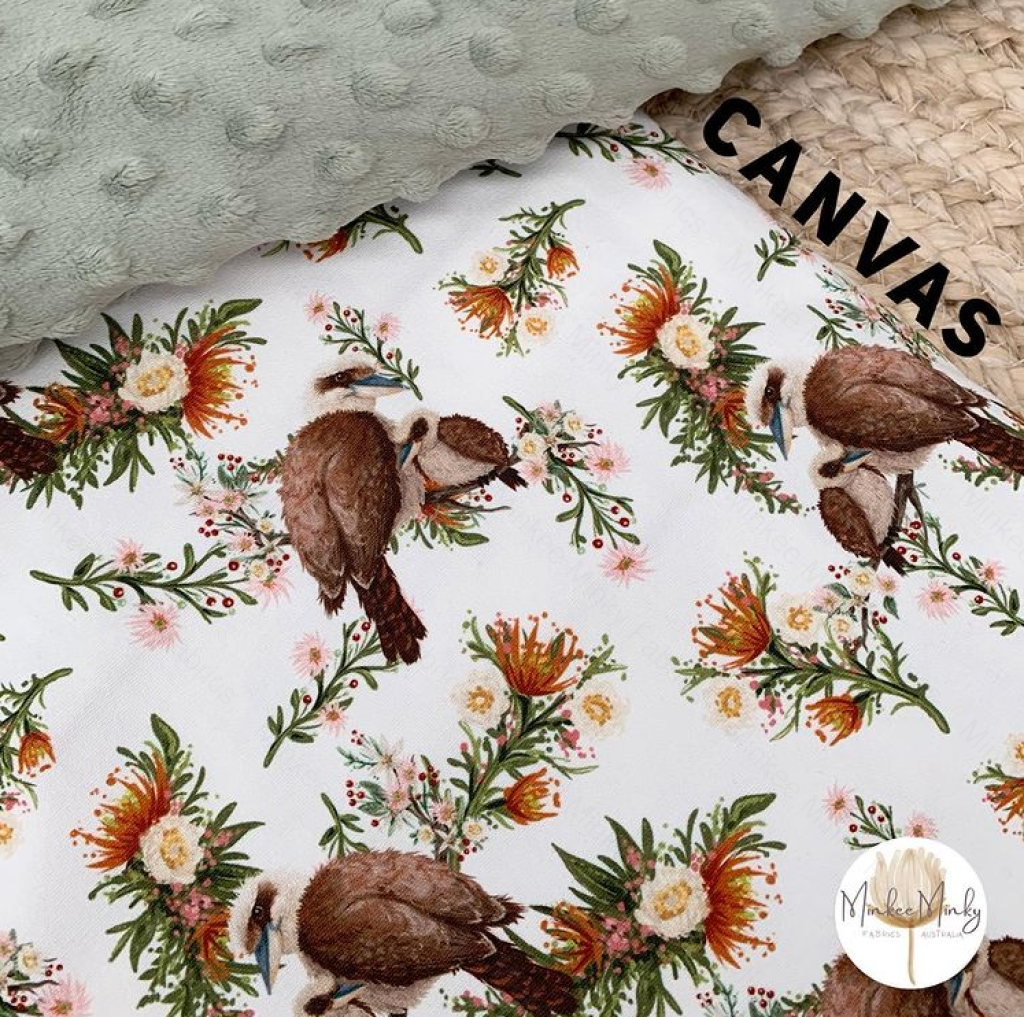 Kookaburra On White (August Pre-Order) Digital Fabric Preorder