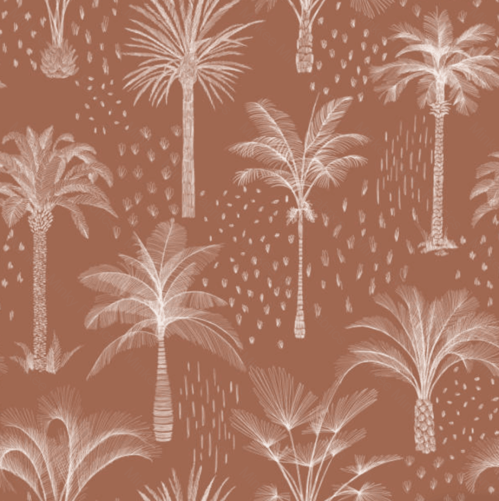 Palms On Rust (January Pre-Order) - Fabric Digital Preorder