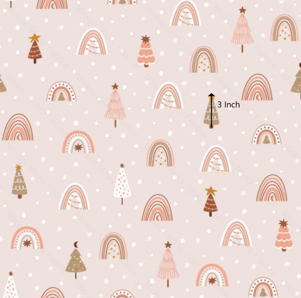 Pink Christmas Trees And Rainbows (May Pre-Order) - Fabric Digital Preorder