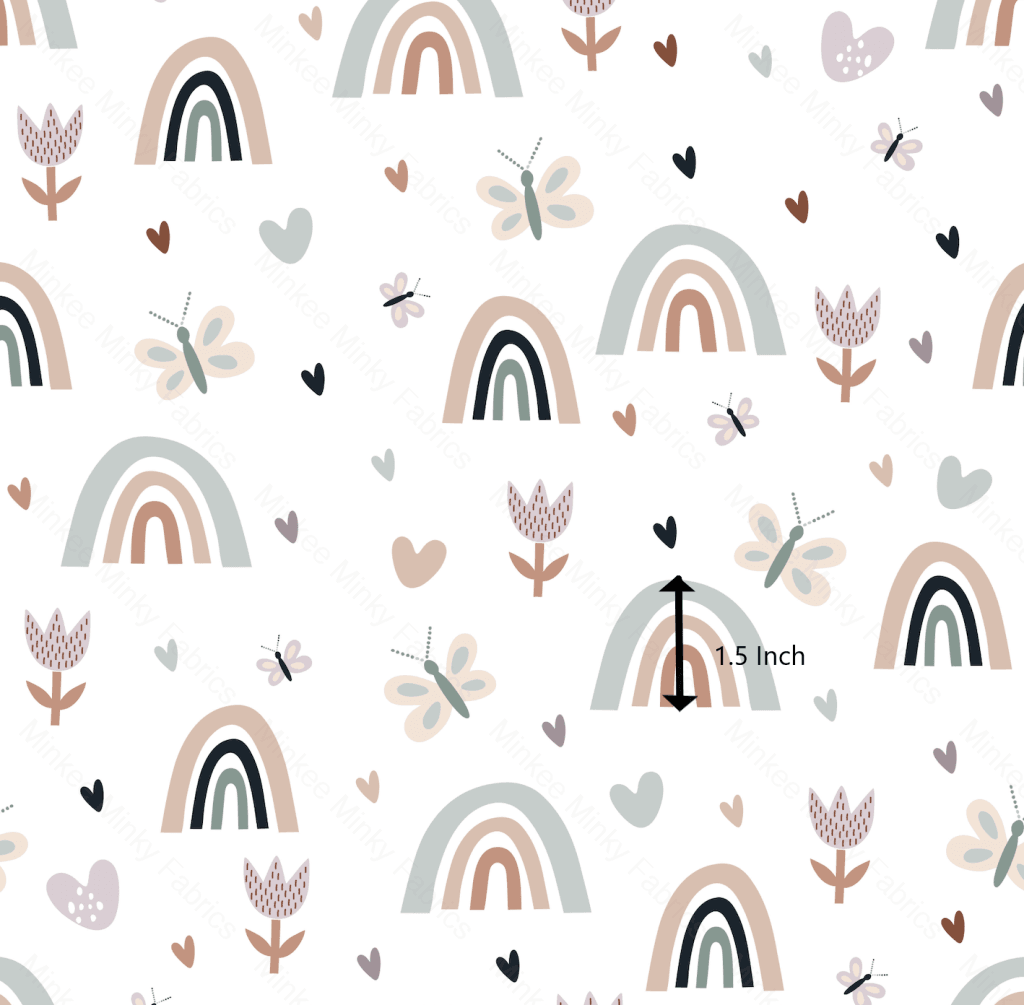 Rainbow And Butterflies - Muslin / 1.5 Inch *seconds* Fabric Seconds