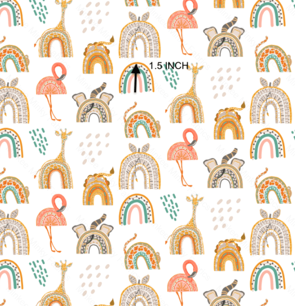 Rainbow Animals (Meerkats Pre-Order) Cotton Sateen / 1.5 Inches Digital Fabric Preorder
