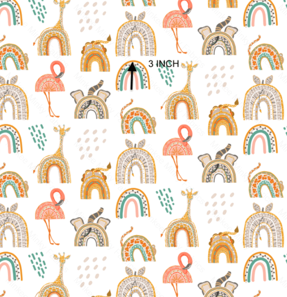 Rainbow Animals (Meerkats Pre-Order) Cotton Sateen / 3 Inches Digital Fabric Preorder