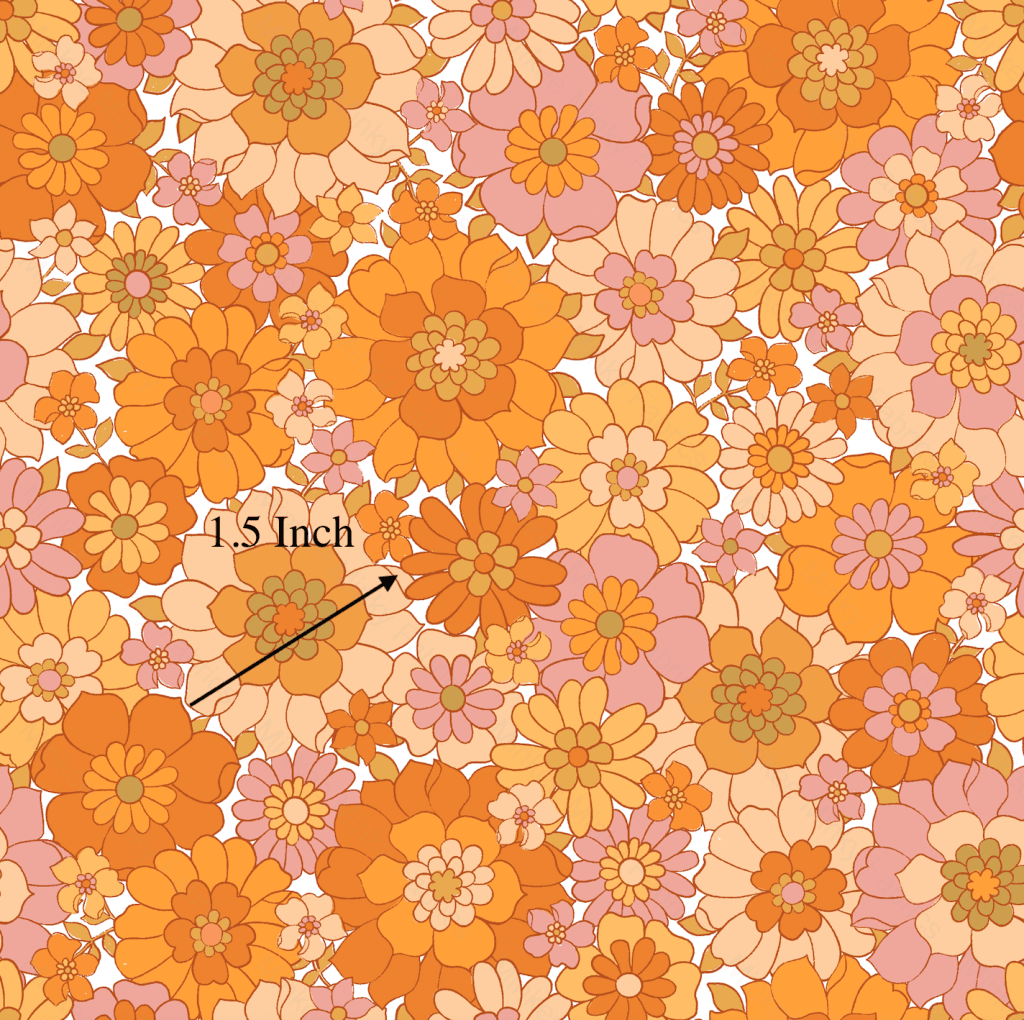 Retro Floral Mustard And Pink - Fabric Woven 1.5 Inch Digital Retail