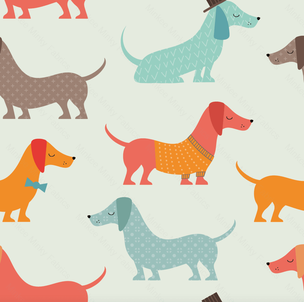 Sausage Dogs On Mint (January Pre-Order) Digital Fabric Preorder