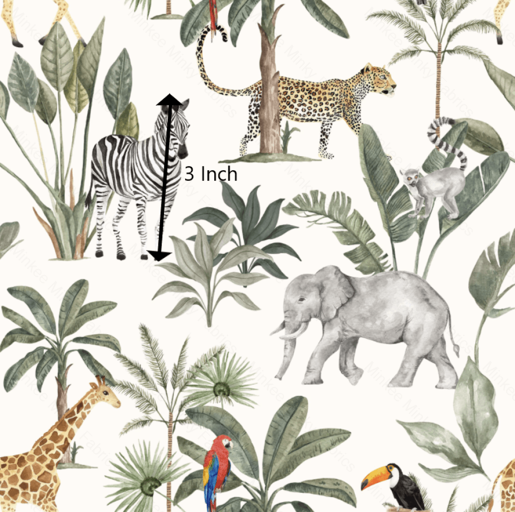 Tropical Jungle On Off White (January Pre-Order) - Fabric Digital Preorder