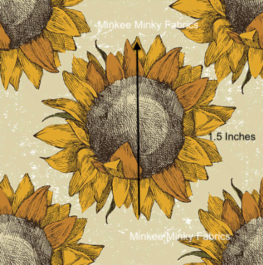 Vintage Sunflower Pre-Order (7Th July) Cotton Sateen / 1.5 Inches Digital Fabric Preorder
